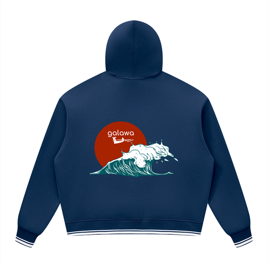 Galawa Wave - Unisex Oversized Color Block Fleece Hoodie