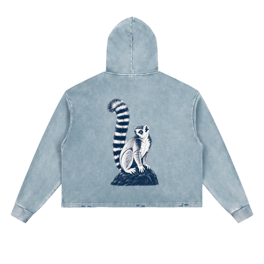 Vintage Washed Frayed-Hem Hoodie