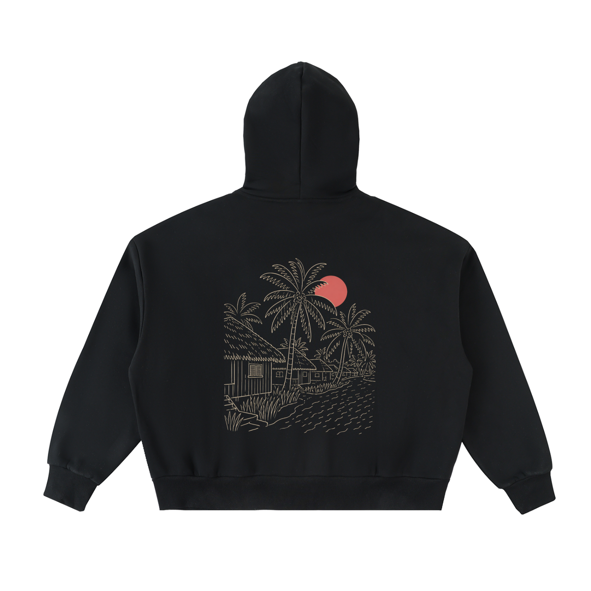 Fleeced Full-Zip Boxy Hoodie
