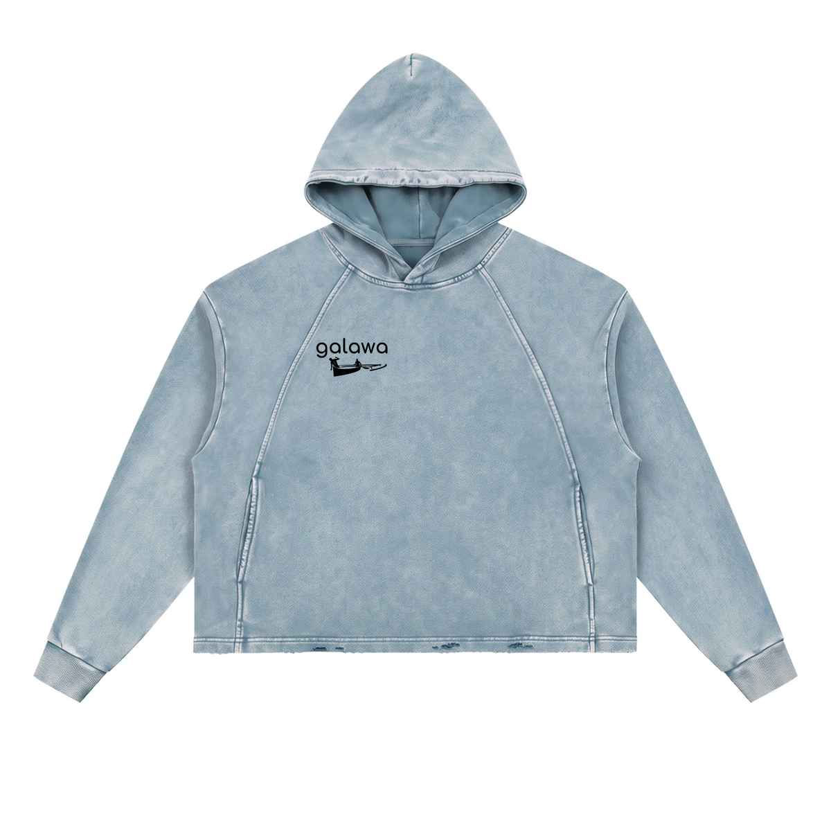 Vintage Washed Frayed-Hem Hoodie